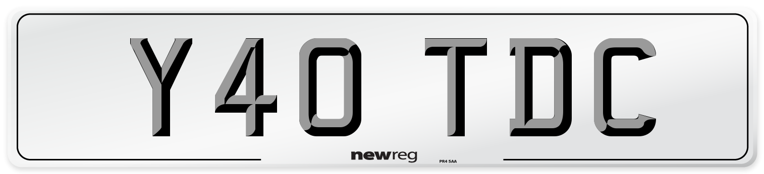 Y40 TDC Number Plate from New Reg